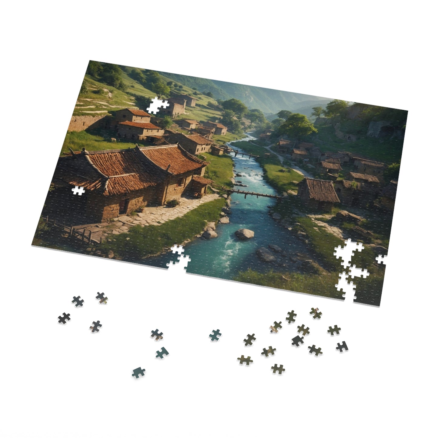 Quaint Village in the Valley Jigsaw Puzzle (110,500,1000-Piece)