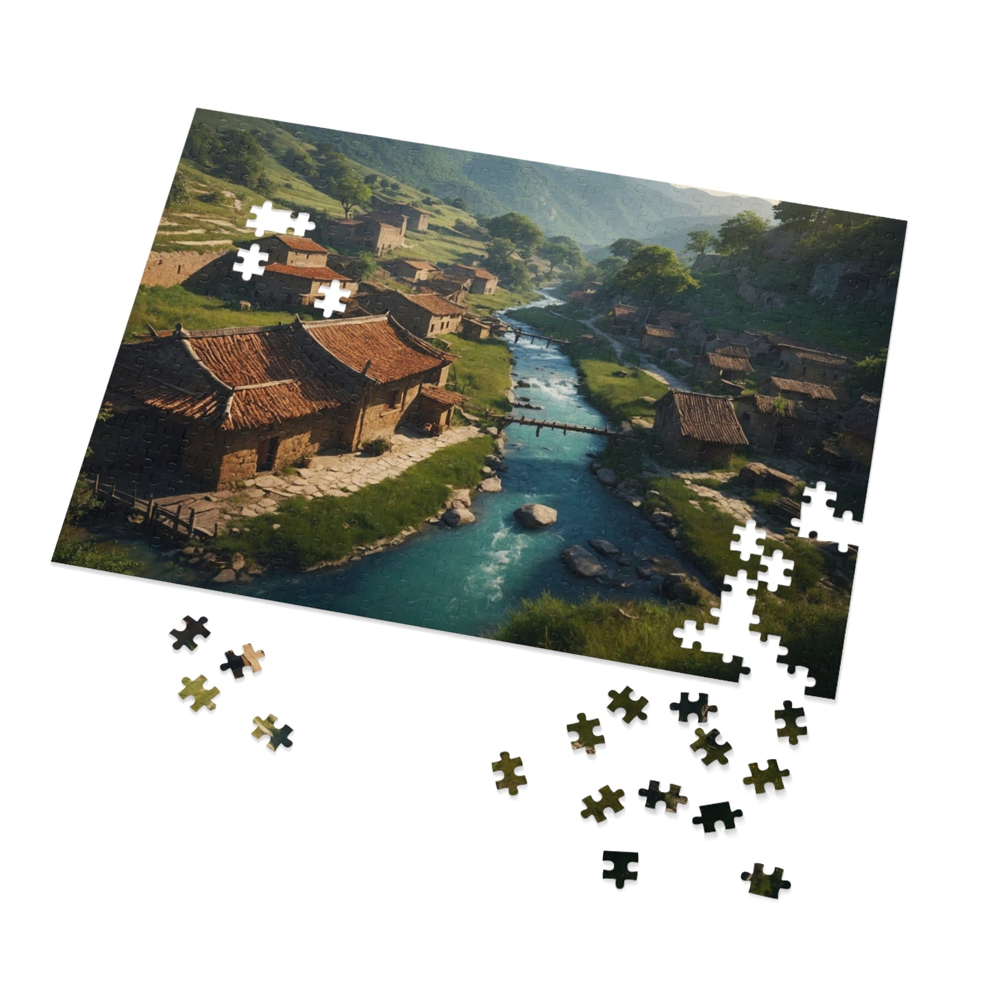 Quaint Village in the Valley Jigsaw Puzzle (110,500,1000-Piece)