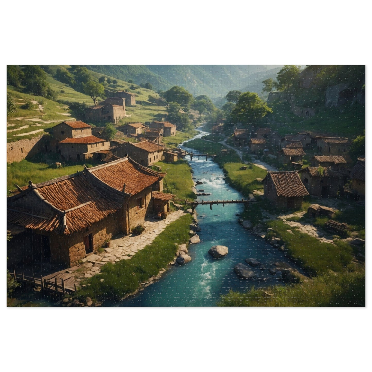 Quaint Village in the Valley Jigsaw Puzzle (110,500,1000-Piece)