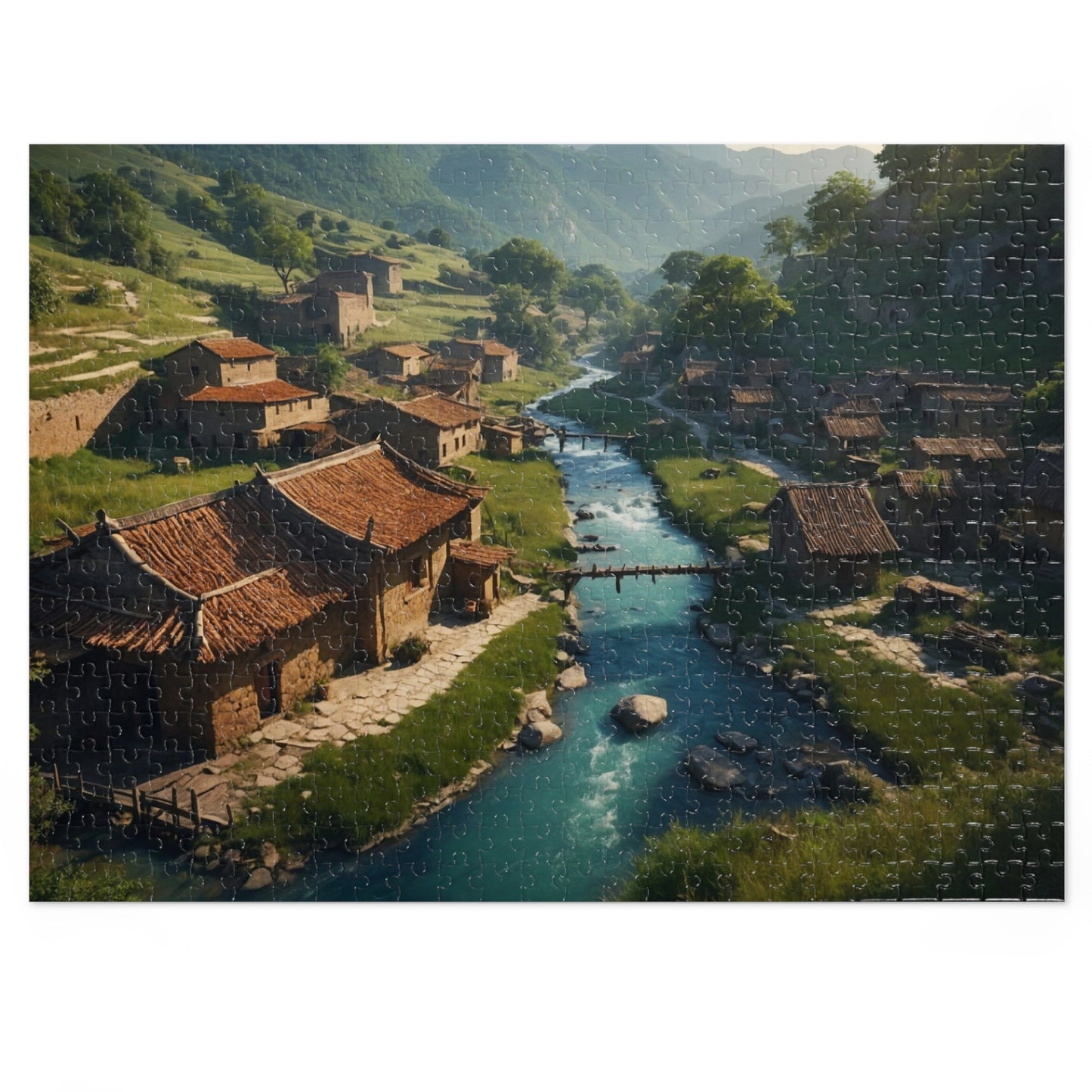 Quaint Village in the Valley Jigsaw Puzzle (110,500,1000-Piece)