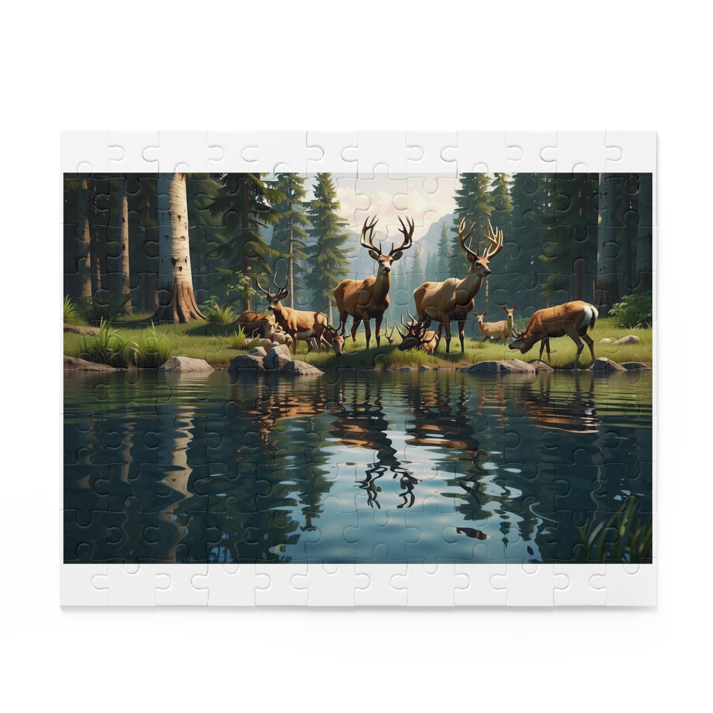 Deer Herd drinking water Puzzle (120, 252, 500-Piece)