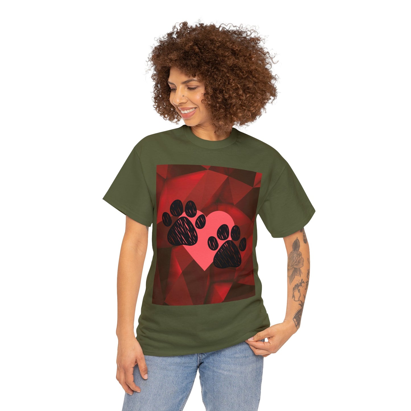 Valentine Dog Paw-Print T-shirt