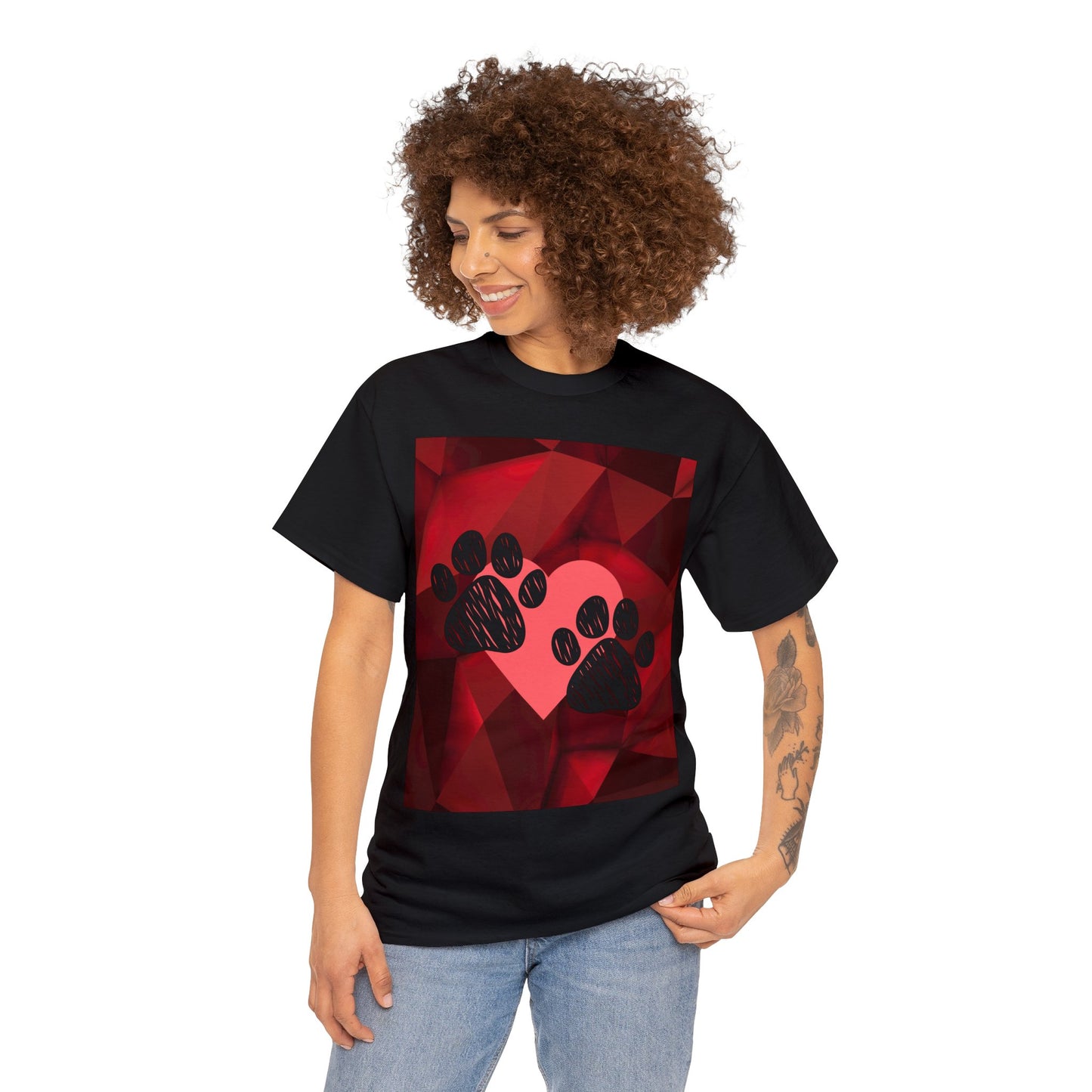 Valentine Dog Paw-Print T-shirt