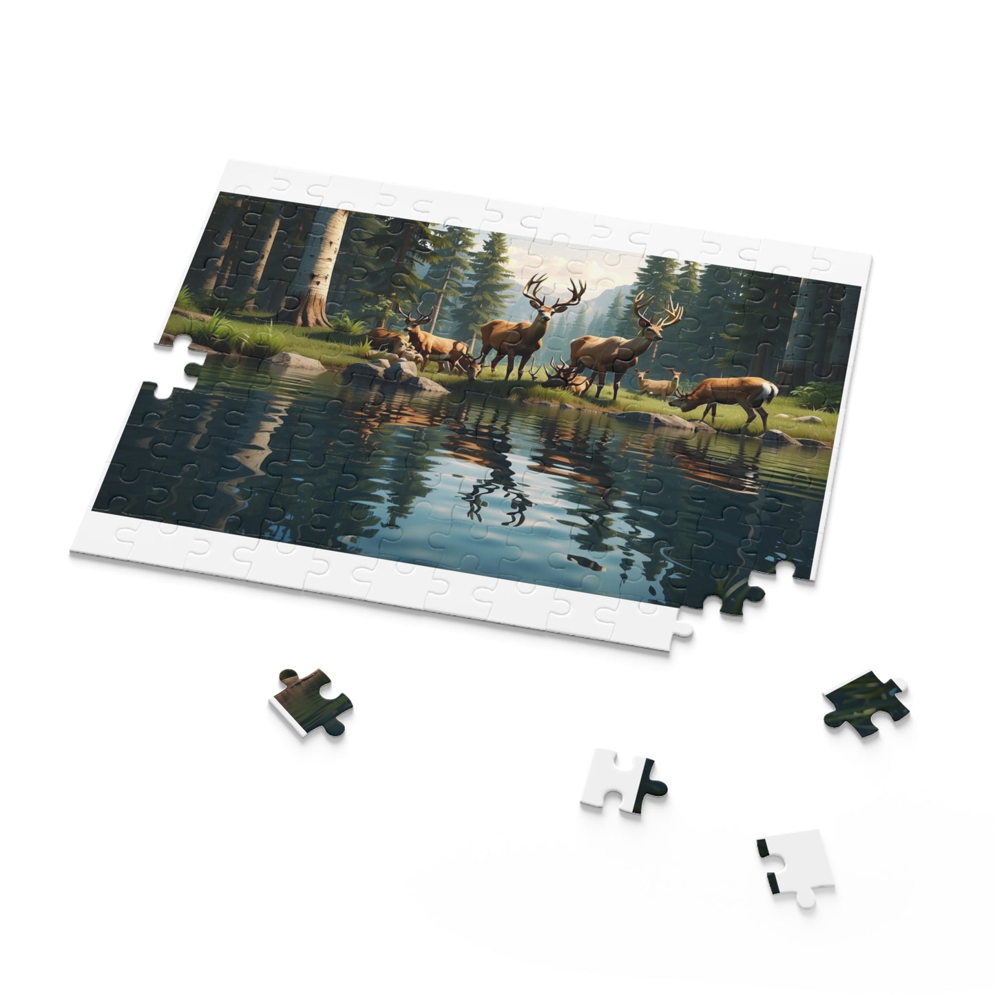 Deer Herd drinking water Puzzle (120, 252, 500-Piece)