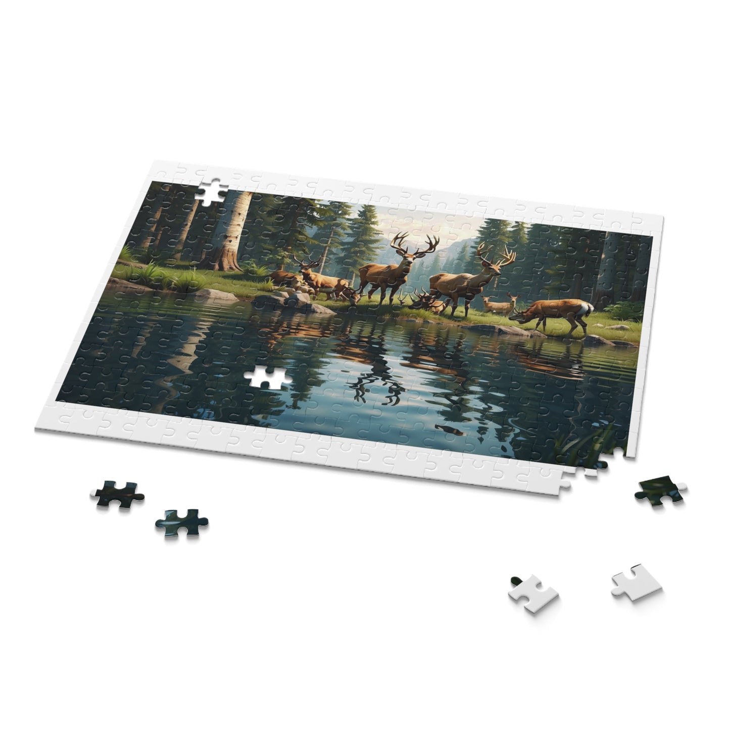 Deer Herd drinking water Puzzle (120, 252, 500-Piece)