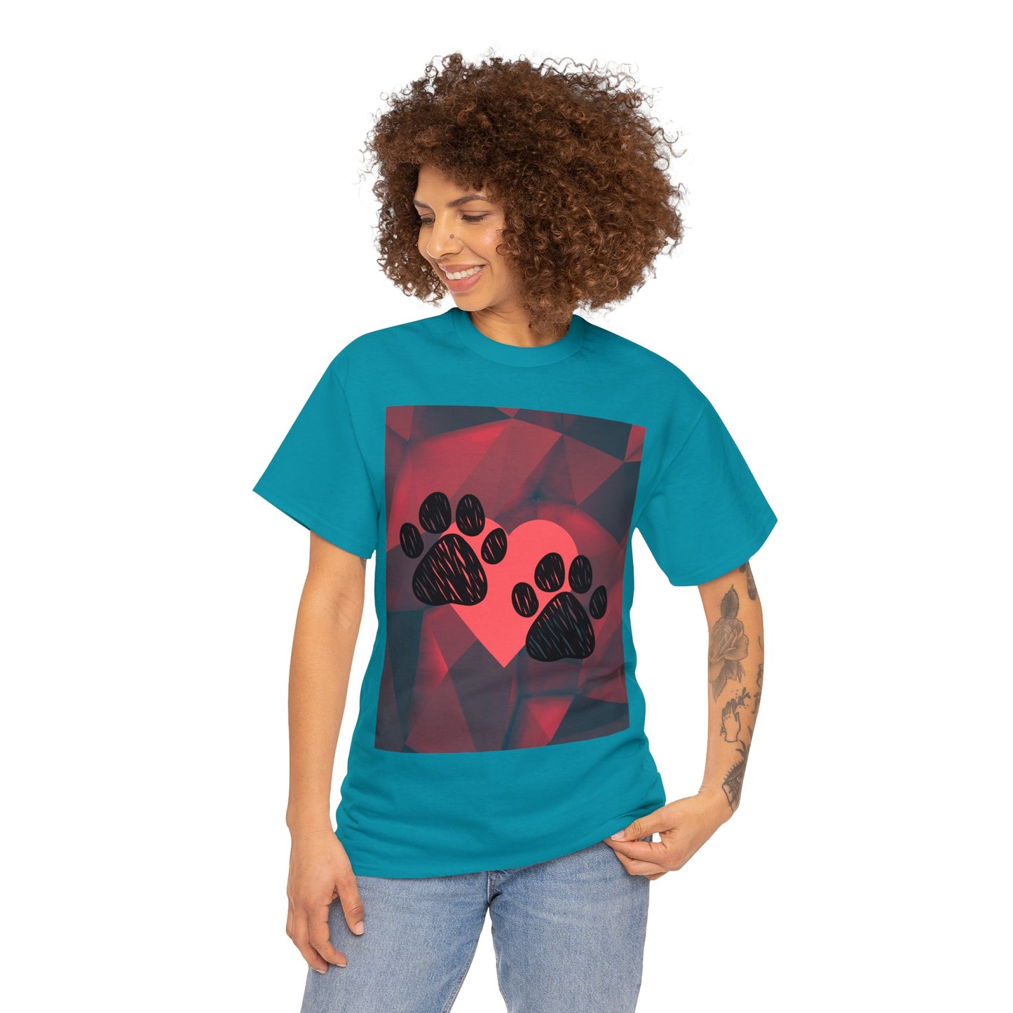 Valentine Dog Paw-Print T-shirt