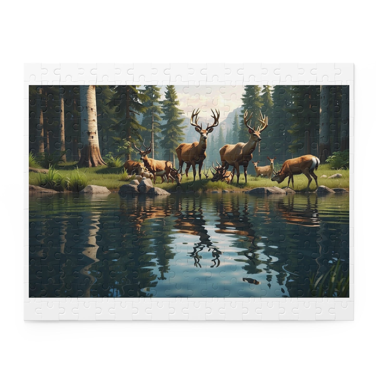 Deer Herd drinking water Puzzle (120, 252, 500-Piece)